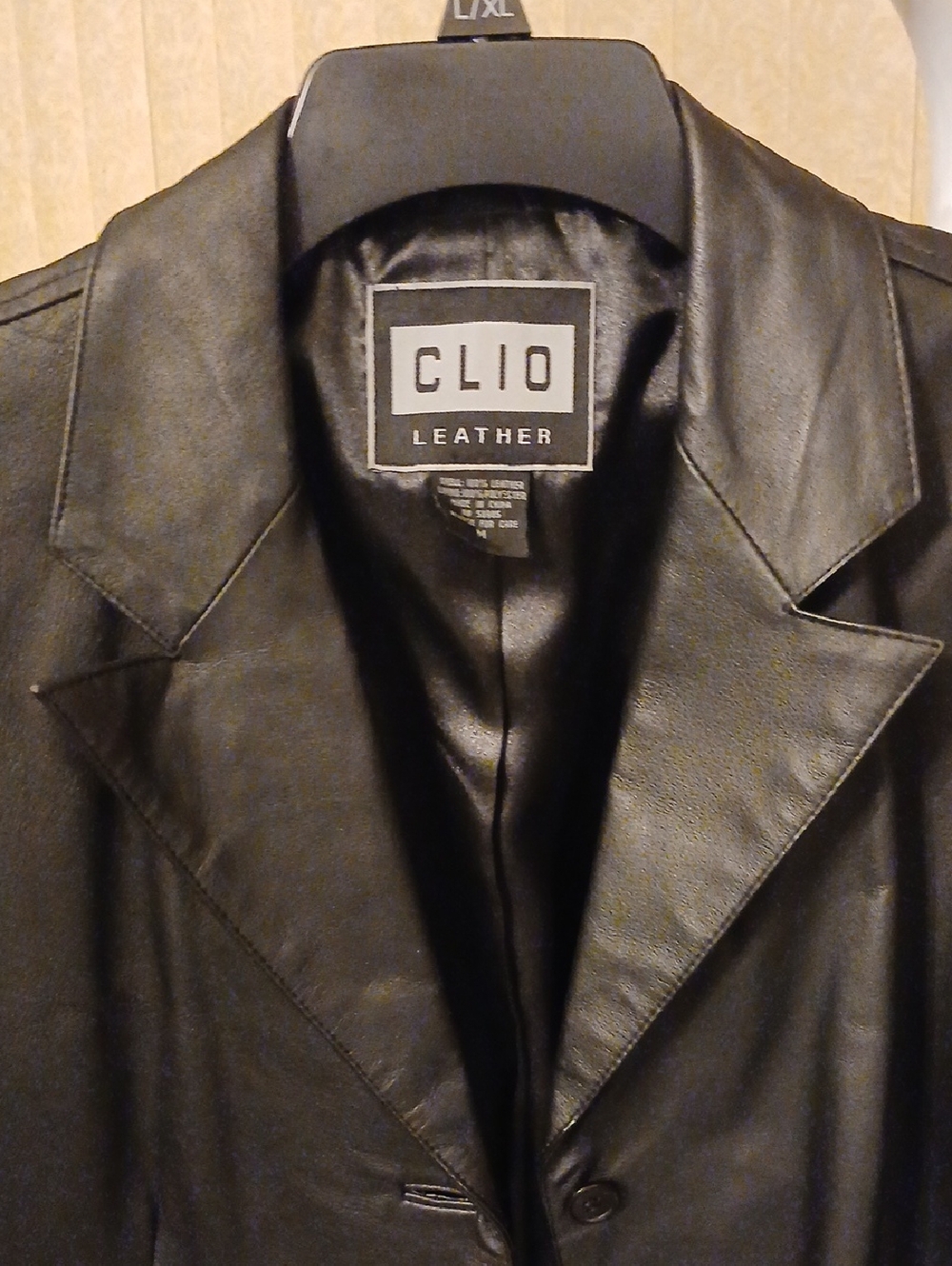 Clio Black Leather Notch Lapel Blazer -Medium